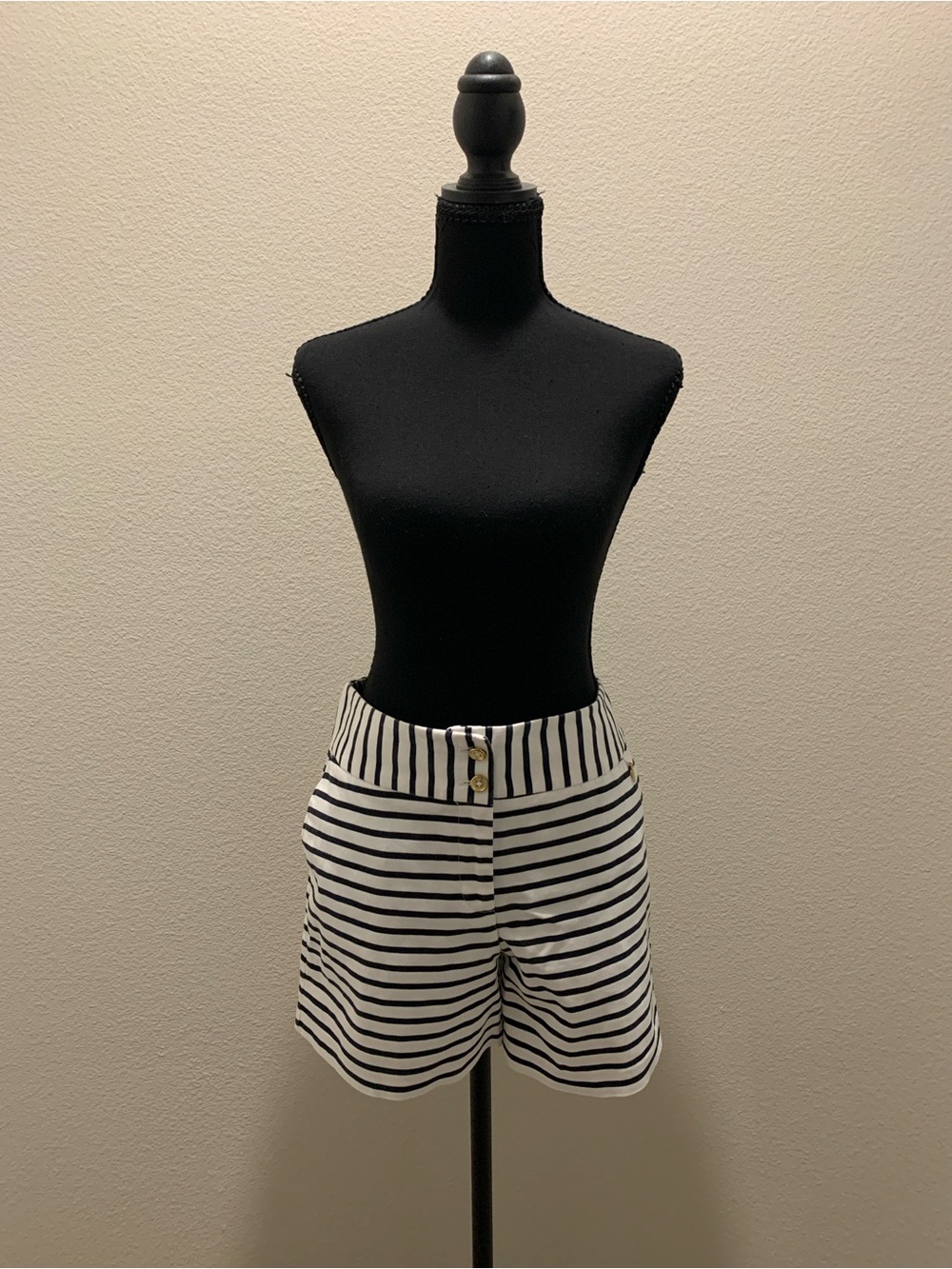 Anne Klein Navy & White Striped Shorts (Size 10)